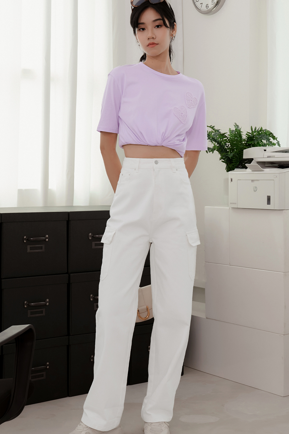 LILY WIDE LEG JEANS / PEARL WHITE CARGO | Yoga Jeans