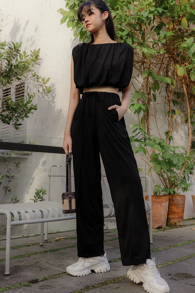 CANNES DRAWSTRING PANTS IN BLACK