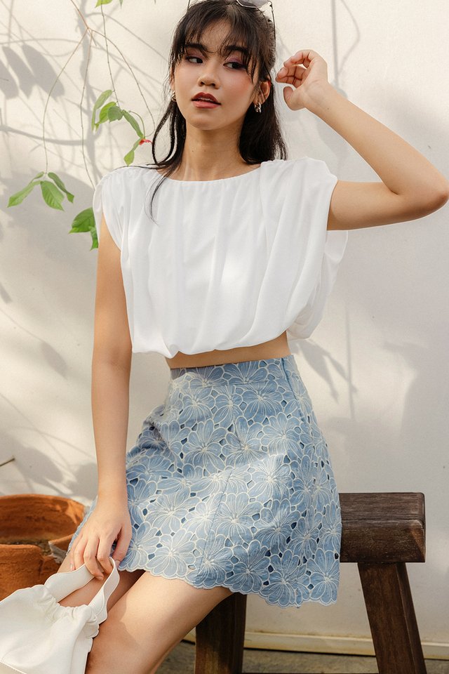 DIONE EMBROIDERY SKIRT IN BLUE