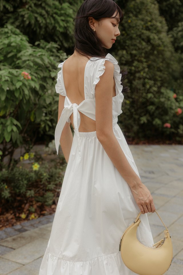 LEIA PADDED TIE-BACK MAXI IN WHITE