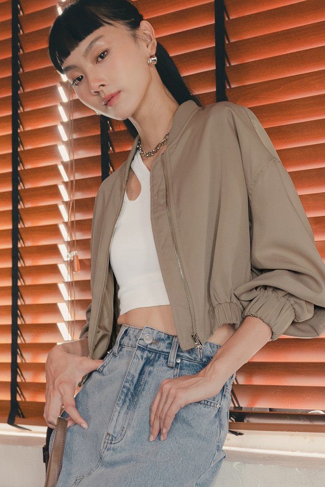 PAXX BOMBER JACKET IN TAUPE