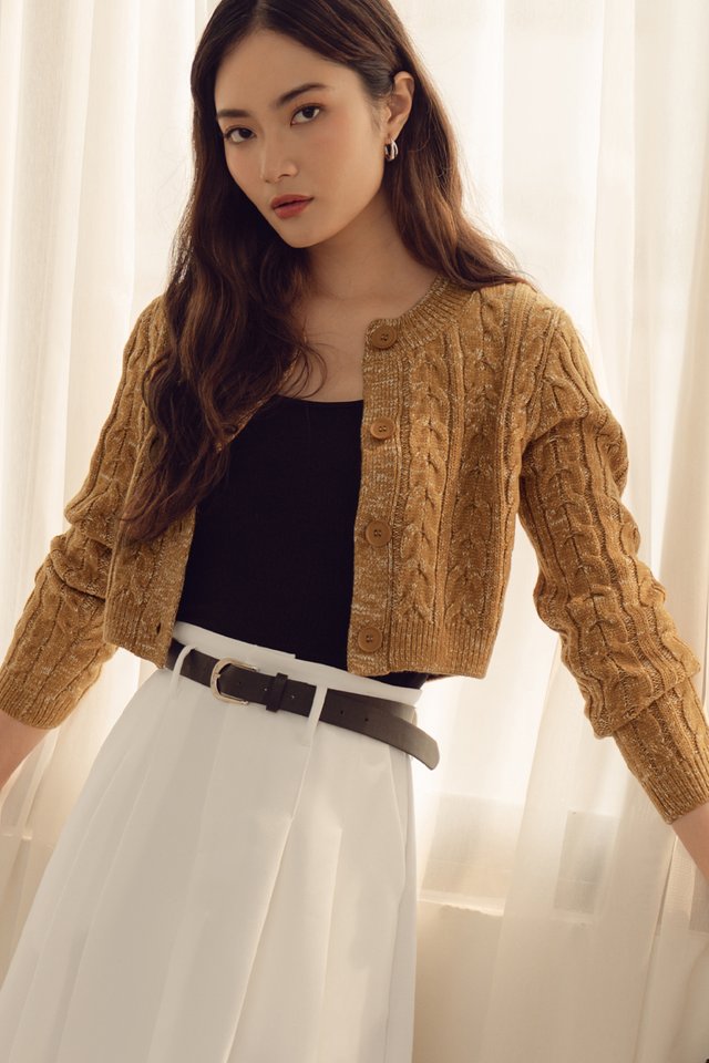 GIBSON KNIT CARDIGAN IN CAMEL