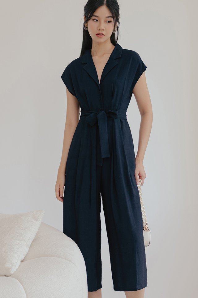 TANIA BUTTON JUMPSUIT IN NAVY