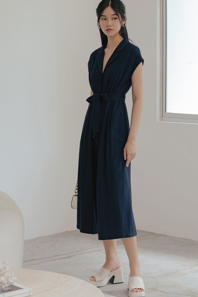 TANIA BUTTON JUMPSUIT IN NAVY