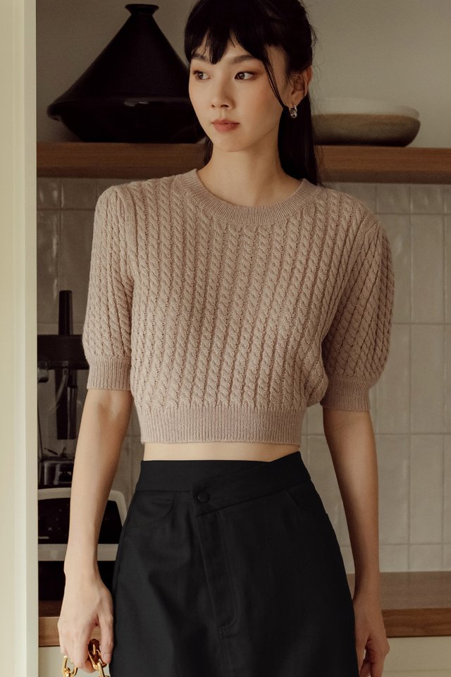 IAN KNIT TOP IN TAUPE PINK