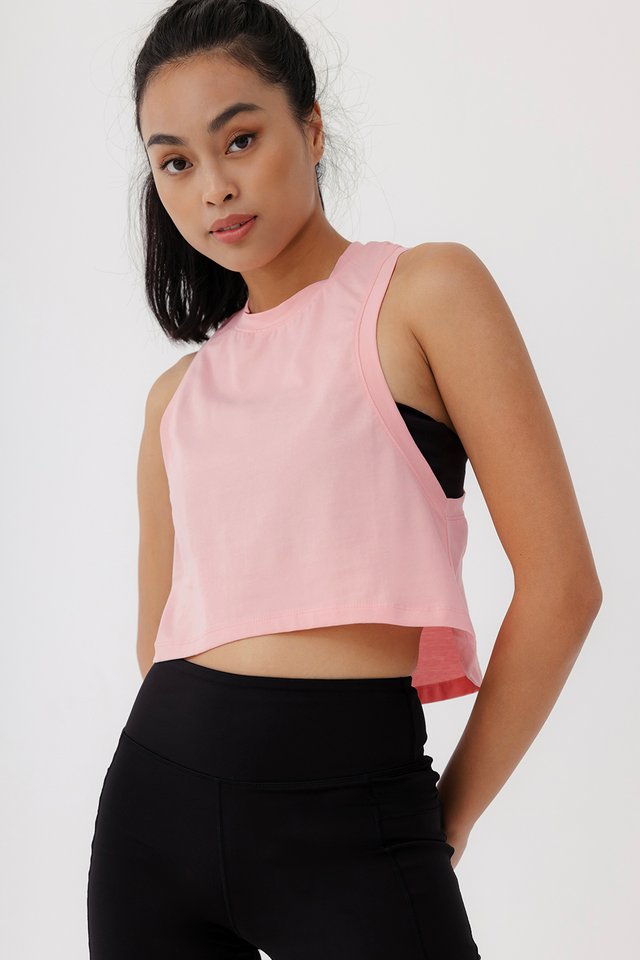 AIRE CROPPED RACER TANK IN COTTON CANDY