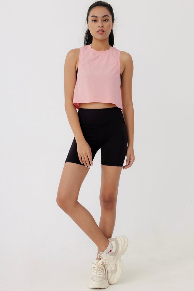 AIRE CROPPED RACER TANK IN COTTON CANDY