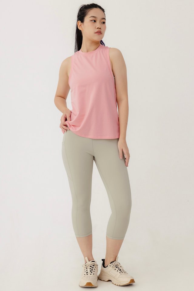 AIRE LONG RACER TANK IN COTTON CANDY