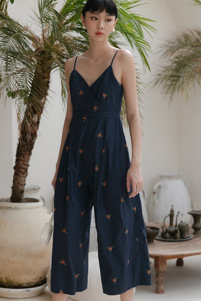 BLAIRE EMBROIDERY JUMPSUIT IN NAVY