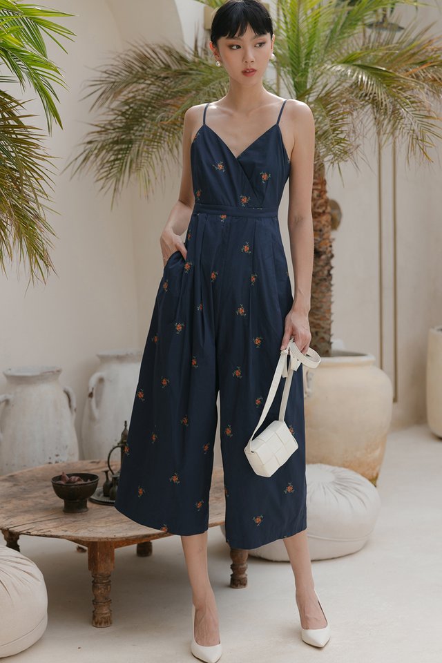 BLAIRE EMBROIDERY JUMPSUIT IN NAVY