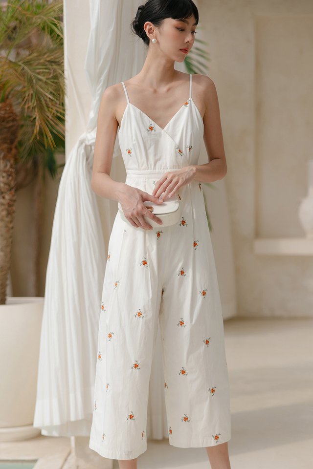 BLAIRE EMBROIDERY JUMPSUIT IN WHITE