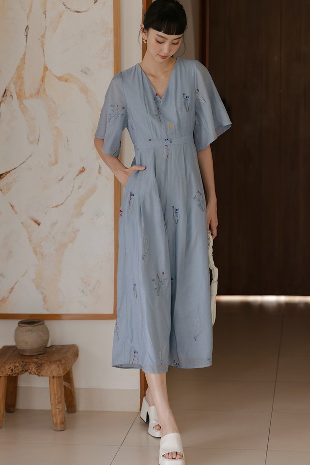 DANICA EMBROIDERY JUMPSUIT IN BLUE
