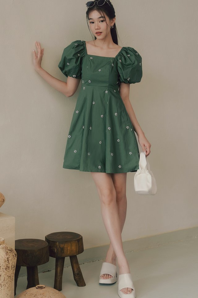 OLSON EMBROIDERY DRESS IN PINE