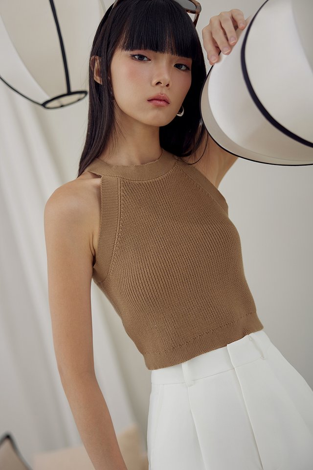 KYDRA KNIT TOP IN COFFEE