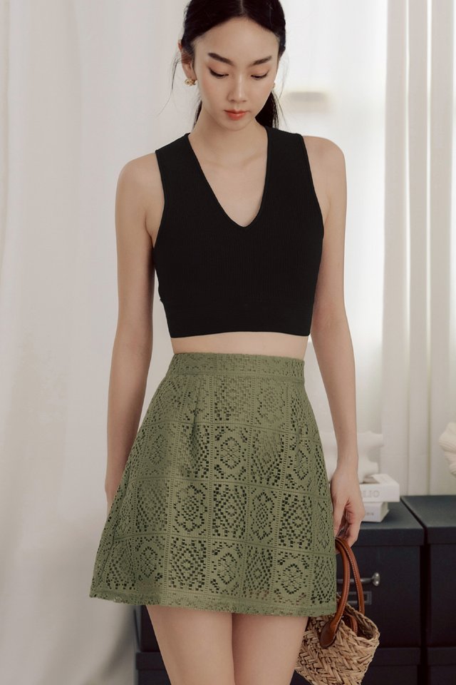 MEREDITH LACE SKIRT IN OLIVE