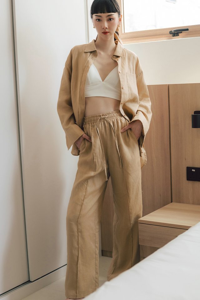 THE RETREAT LINEN PANTS IN SAND