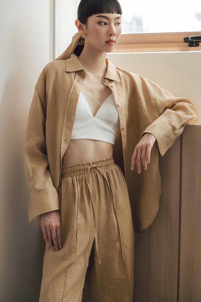 THE RETREAT LINEN RELAXED SHIRT IN SAND