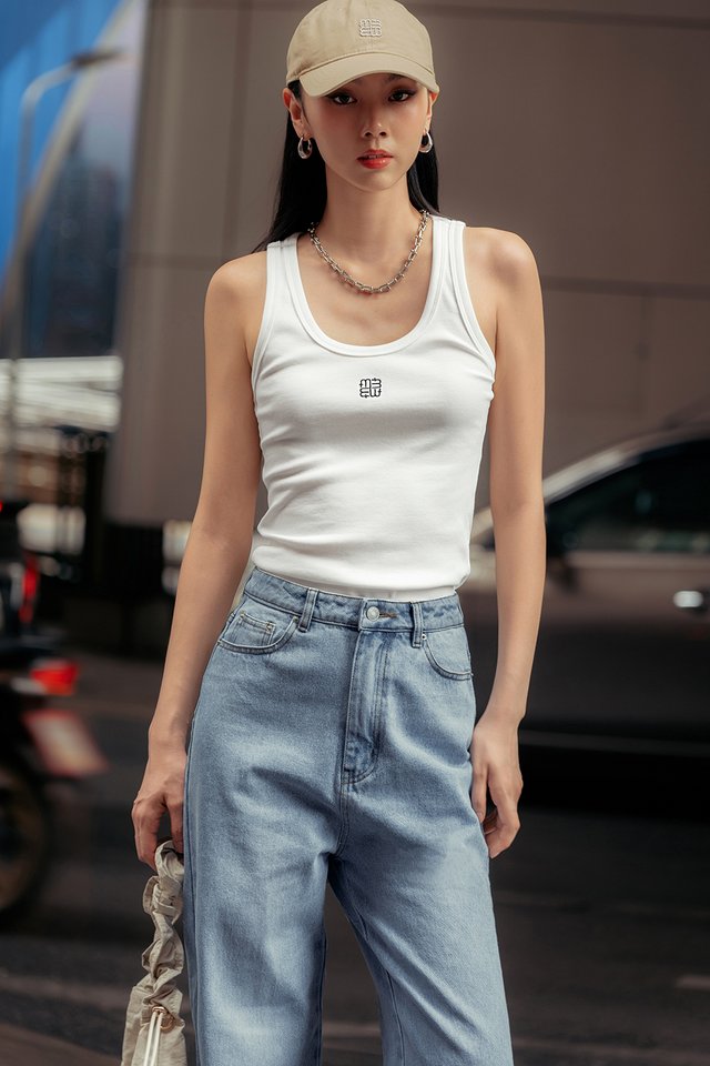 *BACKORDER* ANAGRAM RIBBED TANK TOP IN WHITE