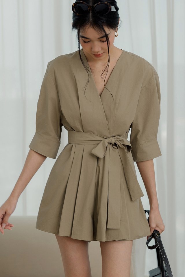 CERIE WRAP PLAYSUIT IN SAND