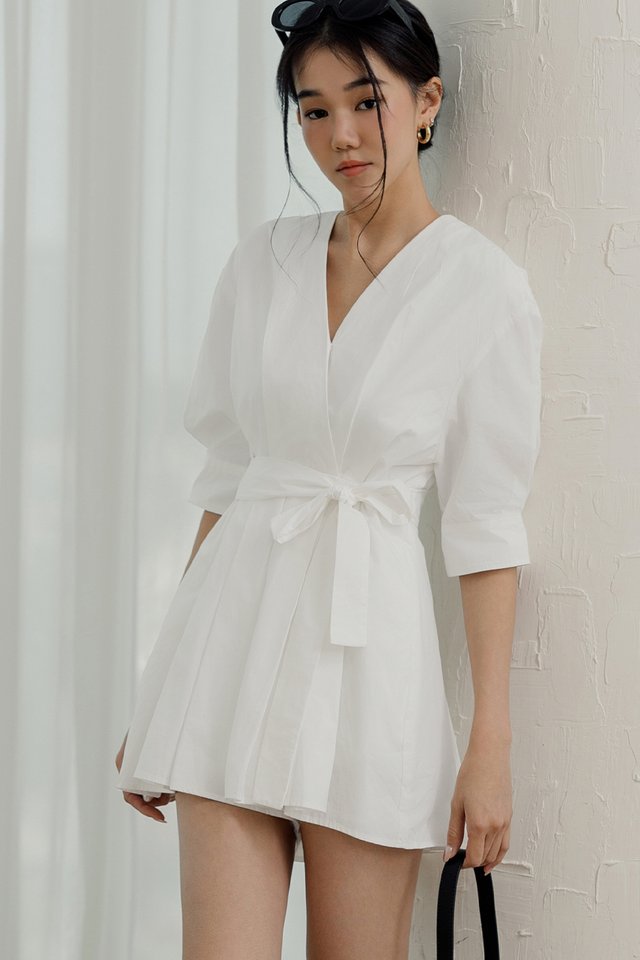 CERIE WRAP PLAYSUIT IN WHITE