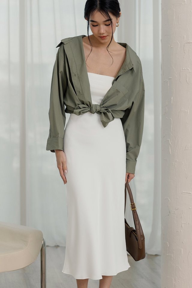 CHLOE SATIN MAXI IN WHITE