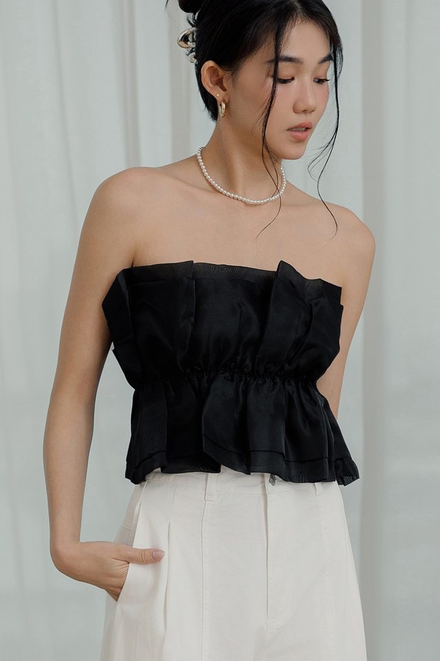 KYRO ORGANZA PEPLUM IN BLACK