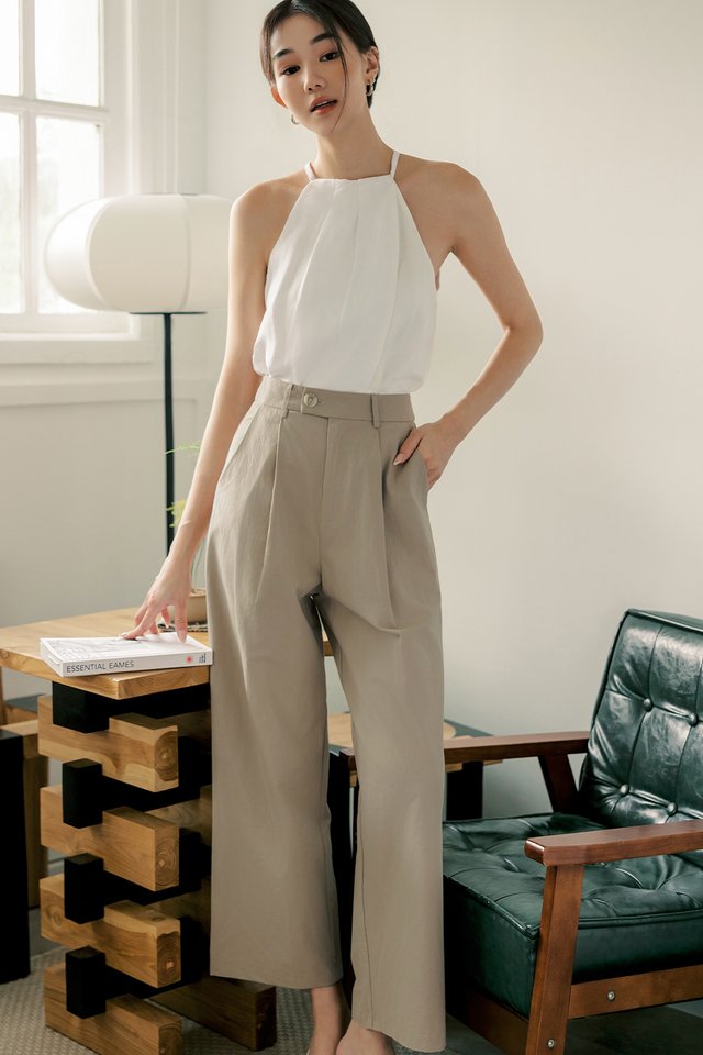 PARSONS LINEN PANTS IN TAUPE