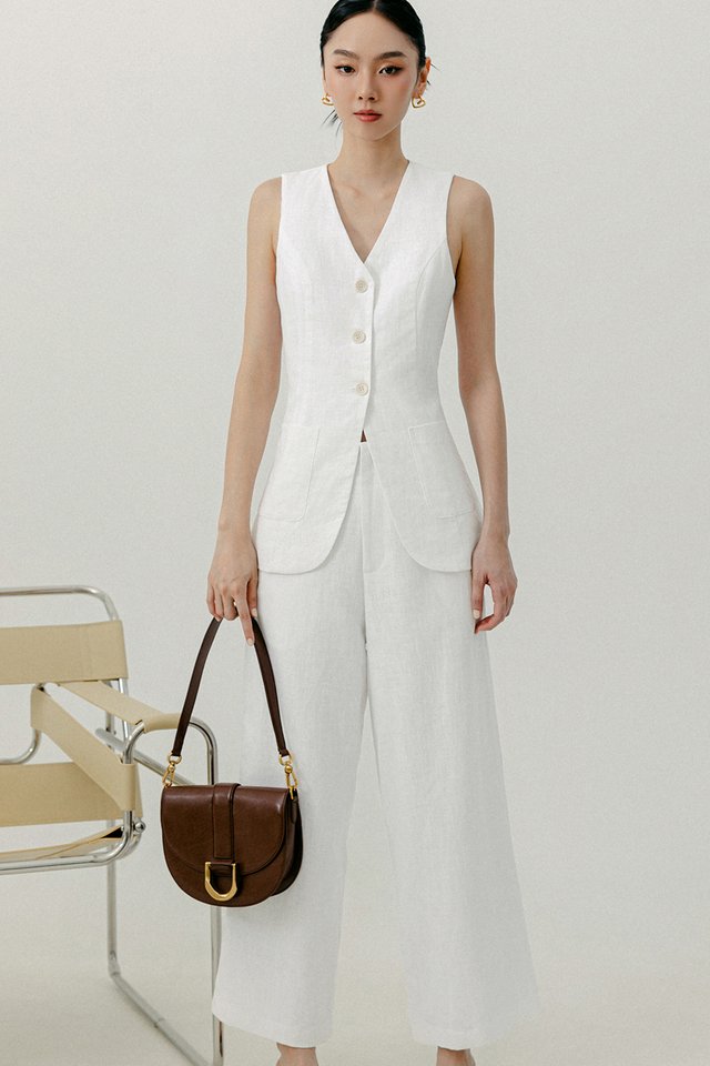 ARCHIE LINEN PANTS IN WHITE