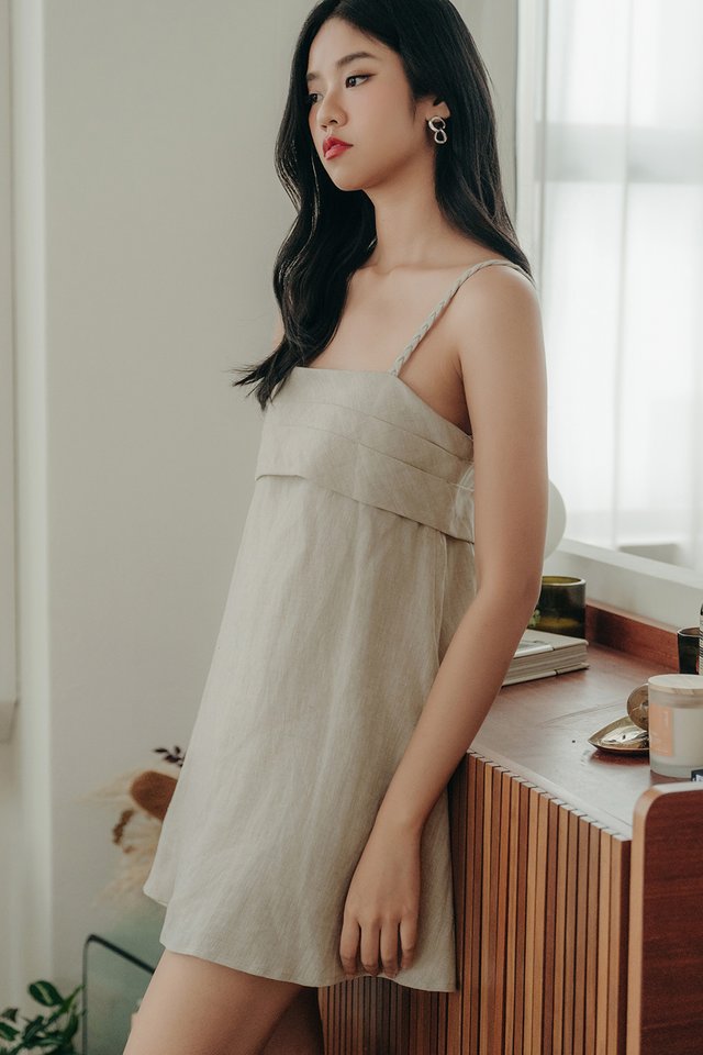 BRENA LINEN PLAYSUIT DRESS IN OAT