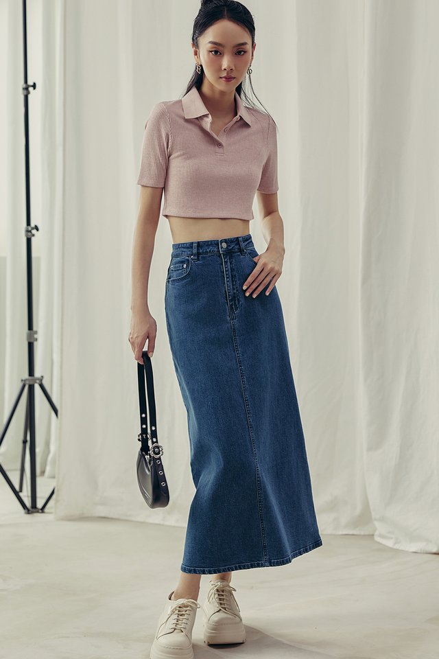 CORBY DENIM MAXI IN MID WASH
