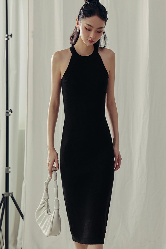 KYDRA KNIT MIDI IN BLACK