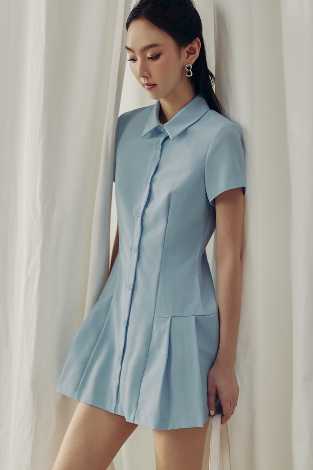 TENNIS PLAYSUIT DRESS IN BABY BLUE