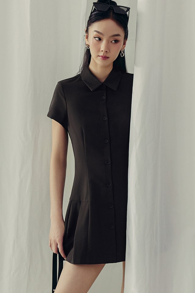 TENNIS PLAYSUIT DRESS IN CHARCOAL