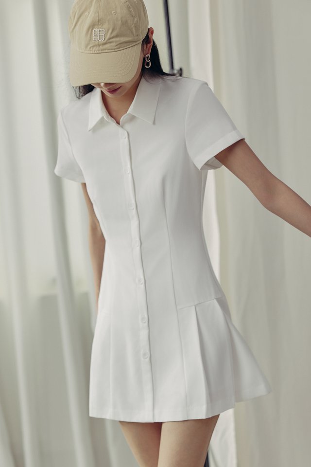 TENNIS PLAYSUIT DRESS IN WHITE