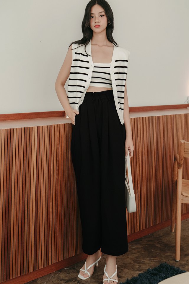 *BACKORDER* DANI STRIPED TWO-PIECE KNIT VEST IN MILK