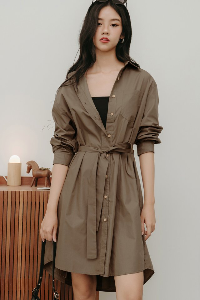 ELLEE SHIRT MIDI IN COFFEE