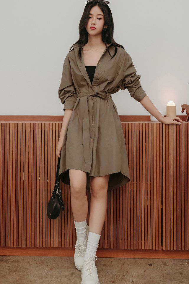 ELLEE SHIRT MIDI IN COFFEE