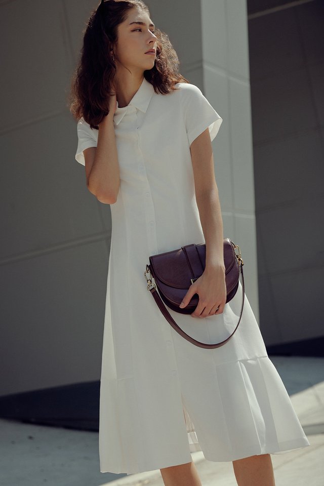 HARLEY PLEAT MIDI IN WHITE