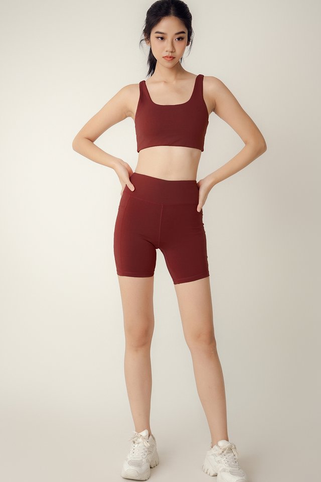 FLOYD DOUBLE BACK SPORTS BRA IN DARK CHERRY