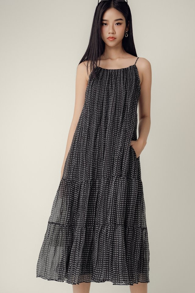 SANDFORD GINGHAM MAXI IN BLACK