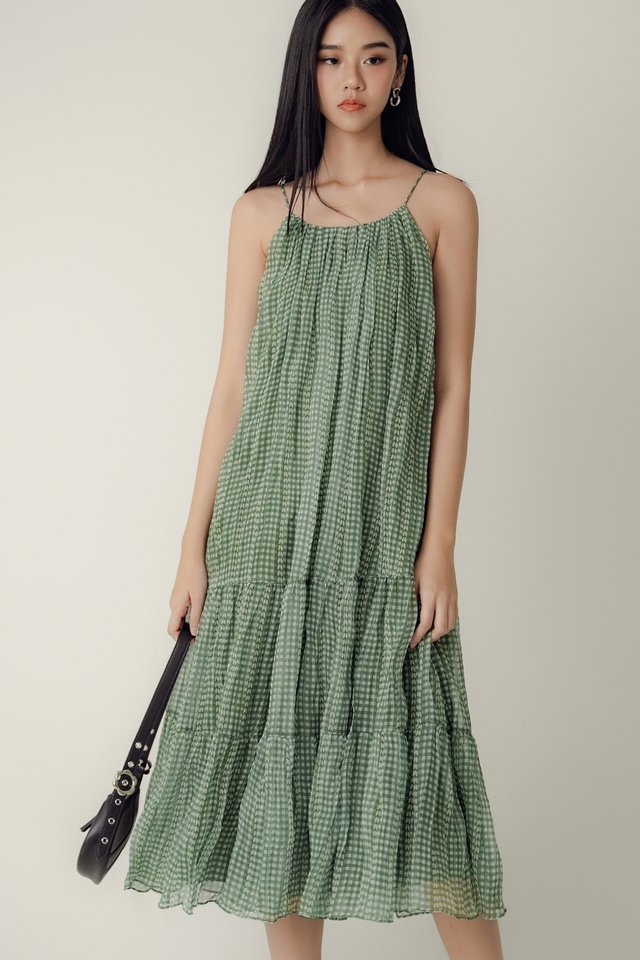 SANDFORD GINGHAM MAXI IN MATCHA