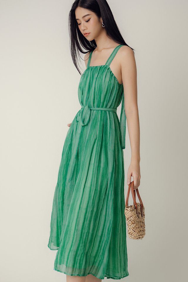 TIE-DYE TWO-WAY MAXI IN KELLY GREEN