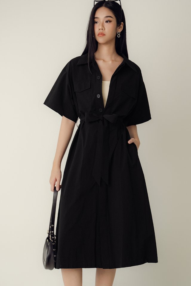 VIN TRENCH SHIRT MIDI IN BLACK