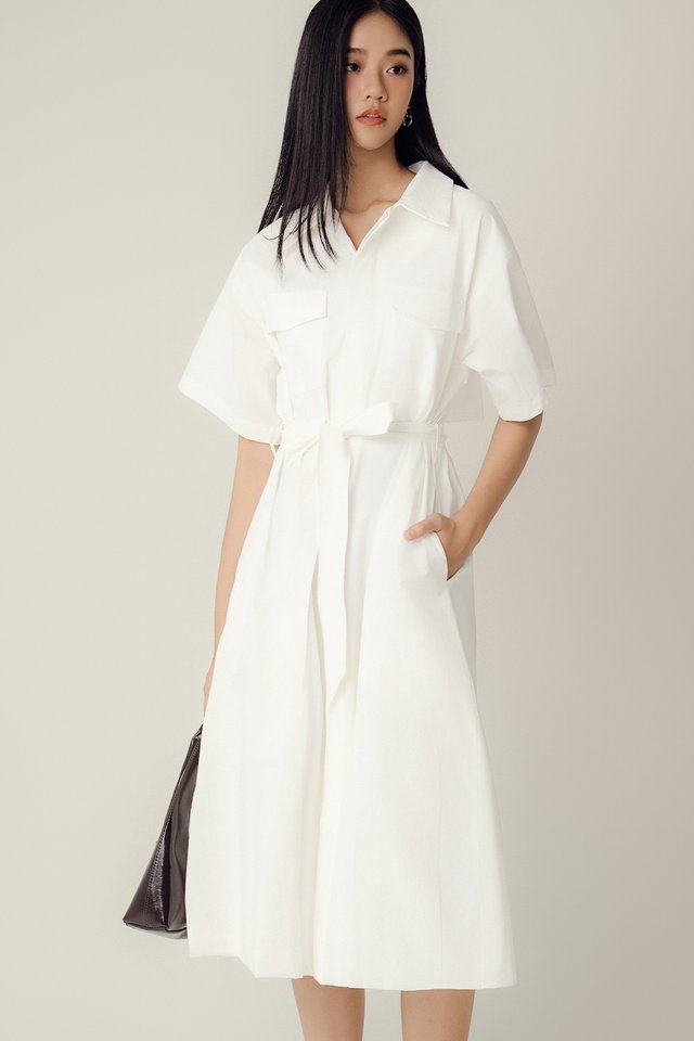 VIN TRENCH SHIRT MIDI IN WHITE