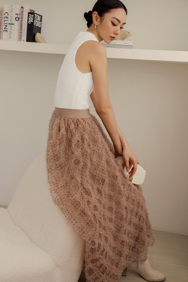 CALLIE TULLE MAXI IN CLAY