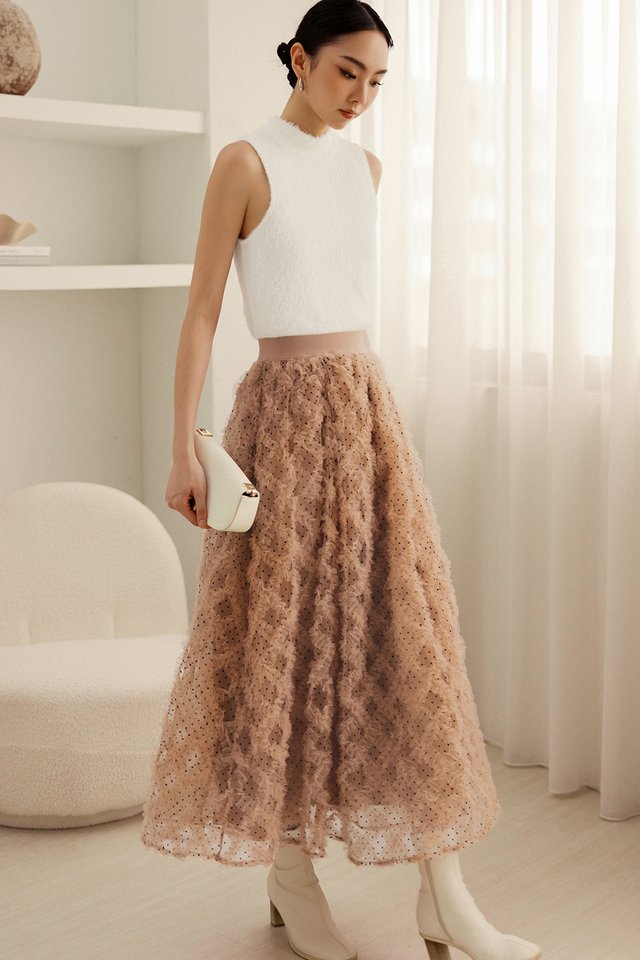 CALLIE TULLE MAXI IN CLAY