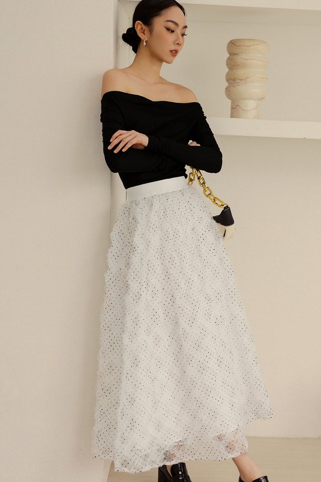 CALLIE TULLE MAXI IN WHITE