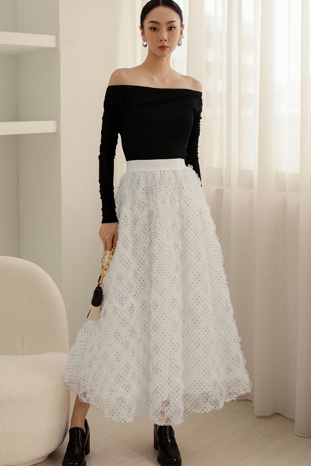 CALLIE TULLE MAXI IN WHITE