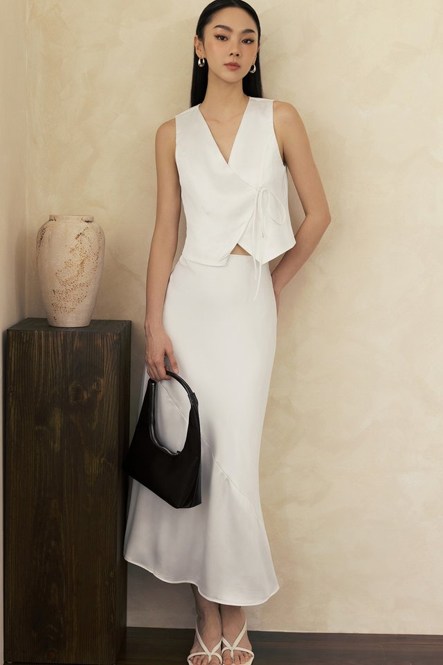 CLAIRE SATIN MAXI IN WHITE