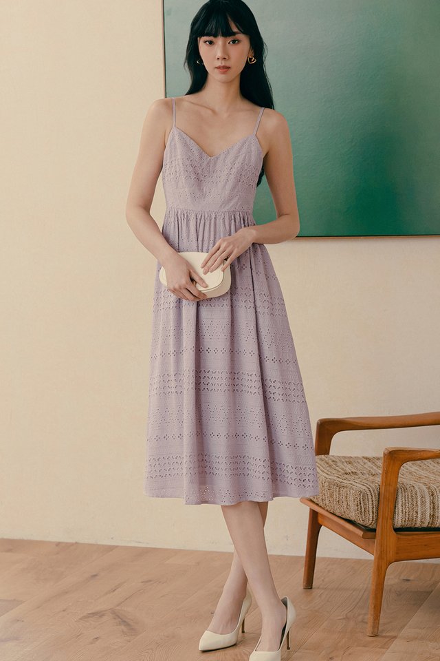 CLEO EMBROIDERY MIDI IN LILAC